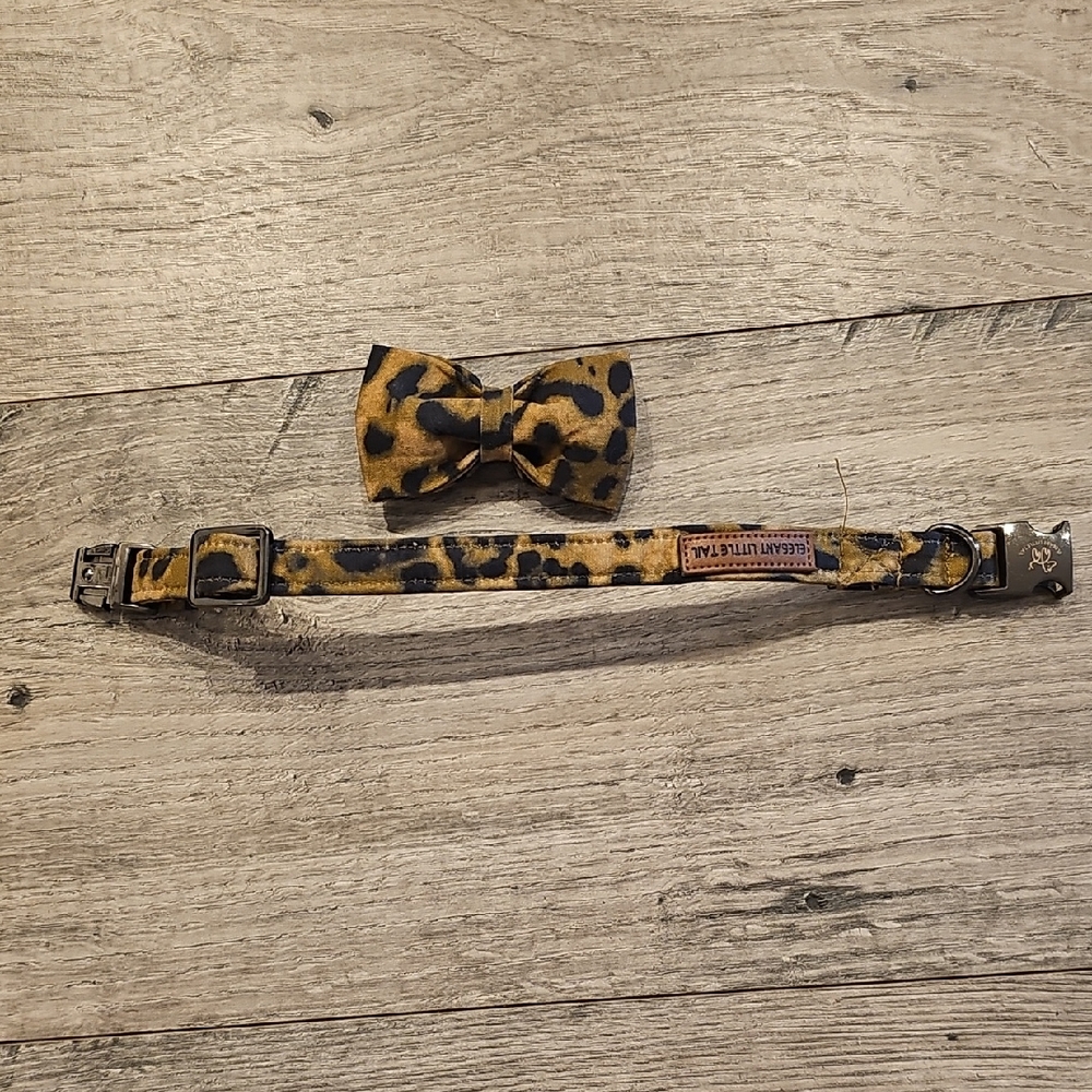 Leopard Print Bow Tie and Collar Set for Kids